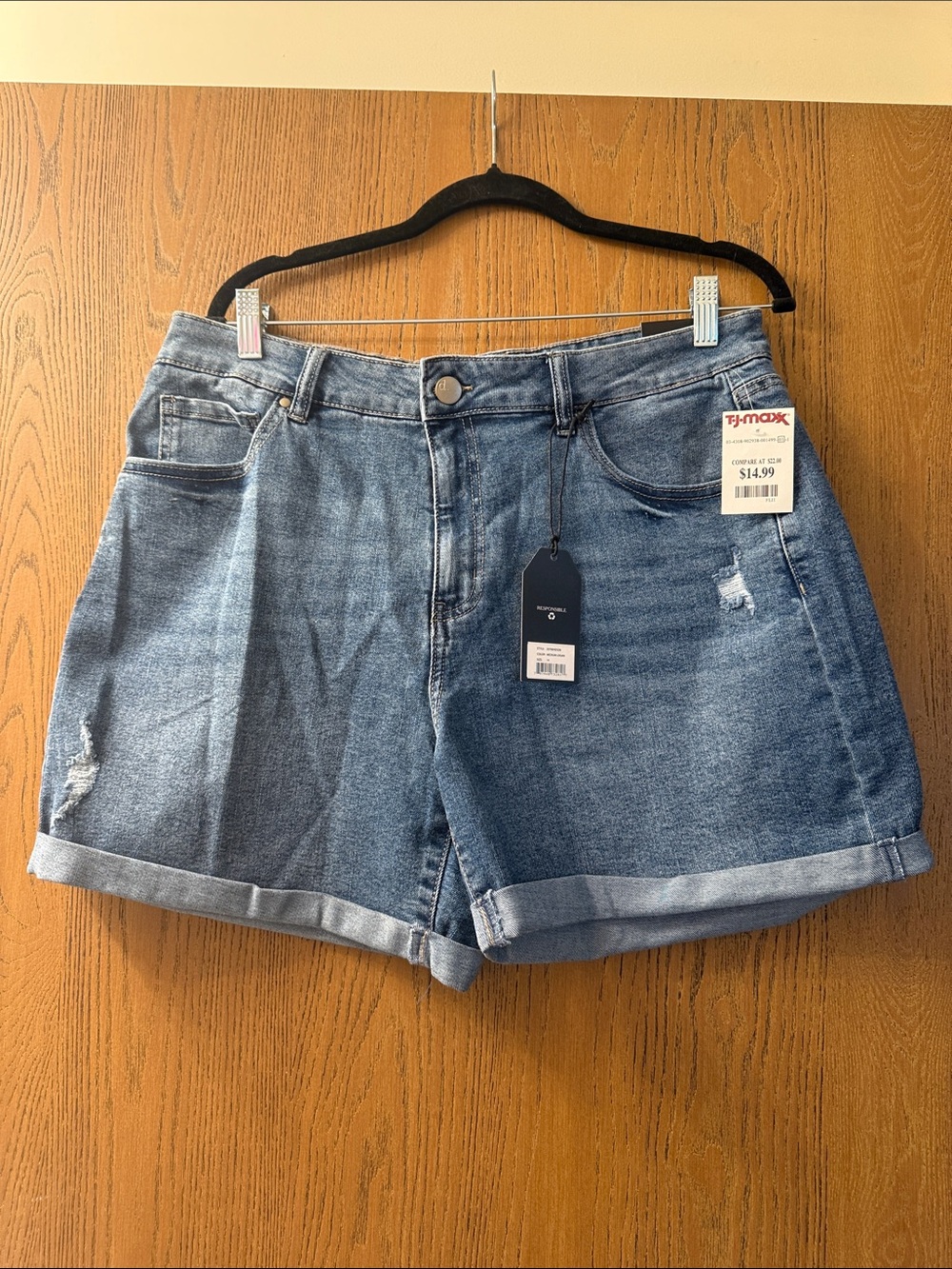 d. jeans Medium Blue Rolled Cuff Denim Shorts